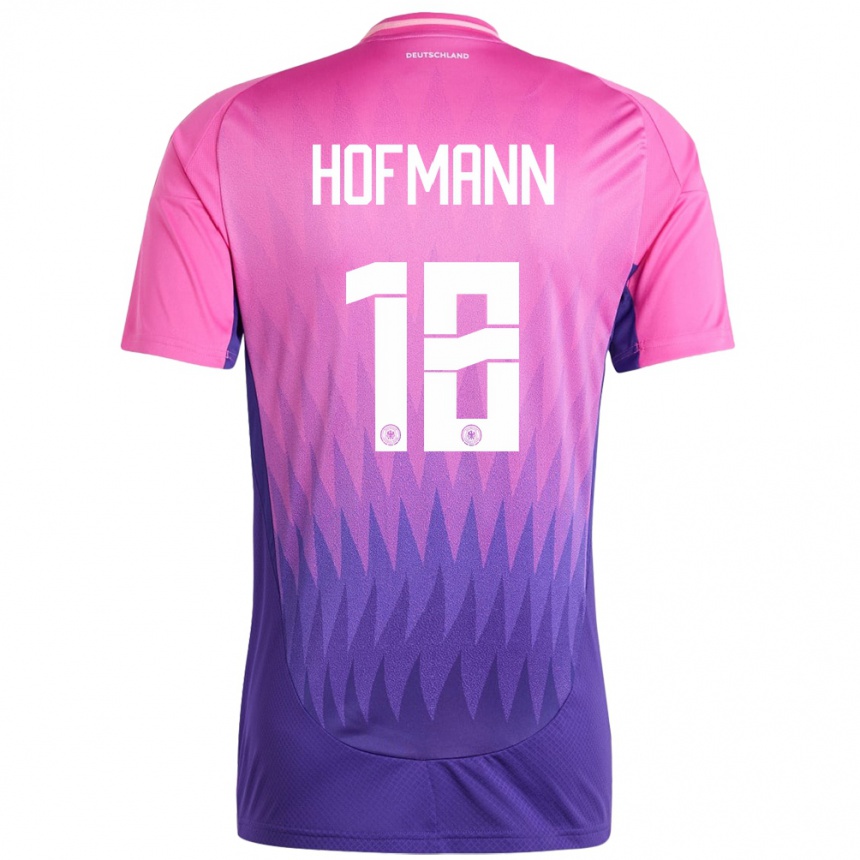 キッズフットボールドイツヨナス・ホフマン#18ピンクパープルアウェイシャツ24-26ジャージーユニフォーム