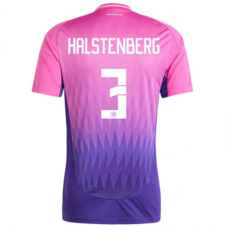 キッズフットボールドイツマルツェル・ハルステンベルク#3ピンクパープルアウェイシャツ24-26ジャージーユニフォーム