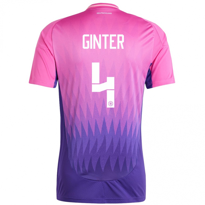 キッズフットボールドイツマティアス・ギンター#4ピンクパープルアウェイシャツ24-26ジャージーユニフォーム