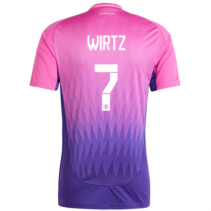 キッズフットボールドイツフロリアン・ヴィルツ#7ピンクパープルアウェイシャツ24-26ジャージーユニフォーム