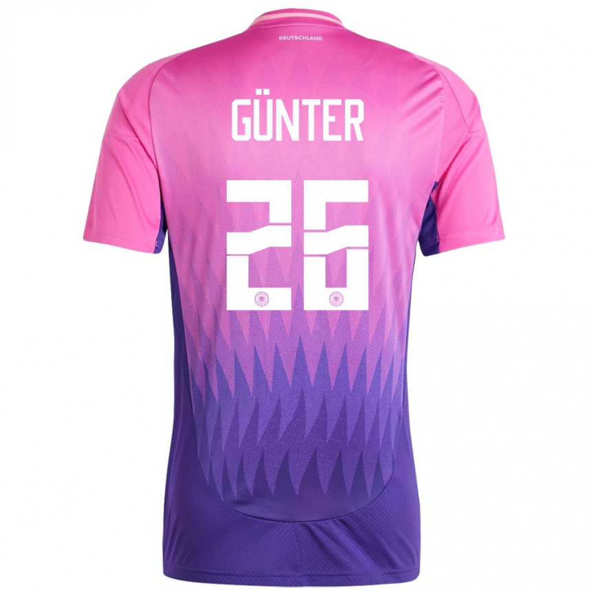 キッズフットボールドイツクリスティアン・ギュンター#26ピンクパープルアウェイシャツ24-26ジャージーユニフォーム