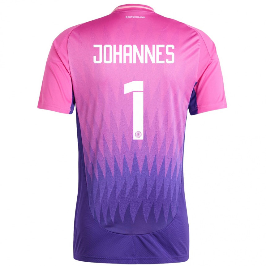 キッズフットボールドイツスティーナ・ヨハネス#1ピンクパープルアウェイシャツ24-26ジャージーユニフォーム