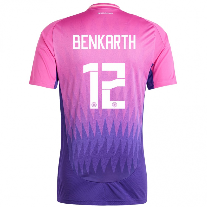 キッズフットボールドイツラウラ・ベンカルト#12ピンクパープルアウェイシャツ24-26ジャージーユニフォーム