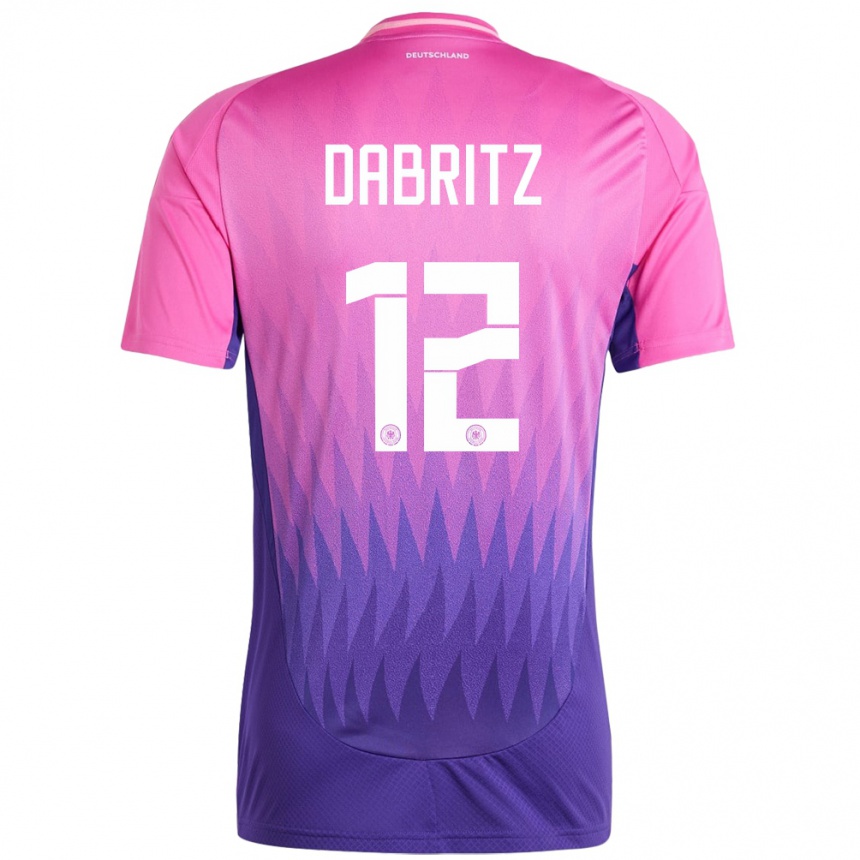 キッズフットボールドイツサラ・ダブリッツ#12ピンクパープルアウェイシャツ24-26ジャージーユニフォーム