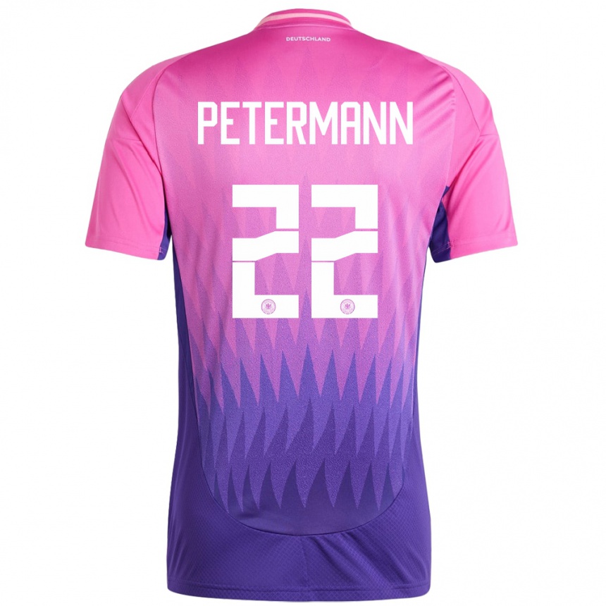 キッズフットボールドイツレナ・ペーターマン#22ピンクパープルアウェイシャツ24-26ジャージーユニフォーム