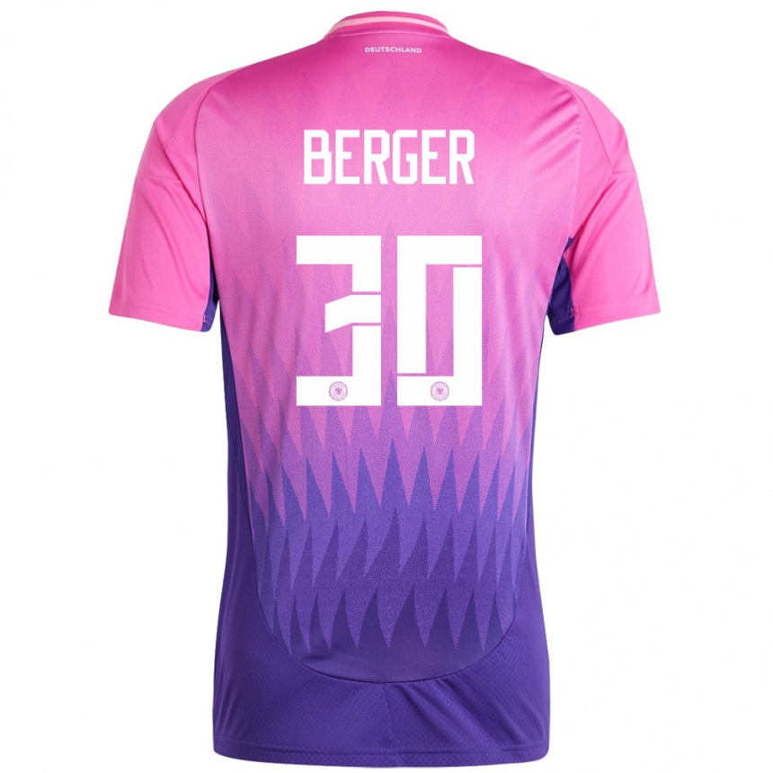 キッズフットボールドイツアン＝カトリン・ベルガー#30ピンクパープルアウェイシャツ24-26ジャージーユニフォーム