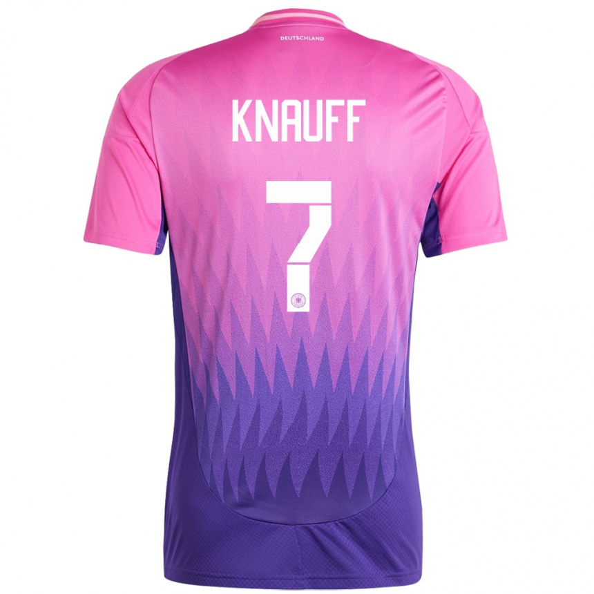 キッズフットボールドイツアンスガー・クナウフ#7ピンクパープルアウェイシャツ24-26ジャージーユニフォーム