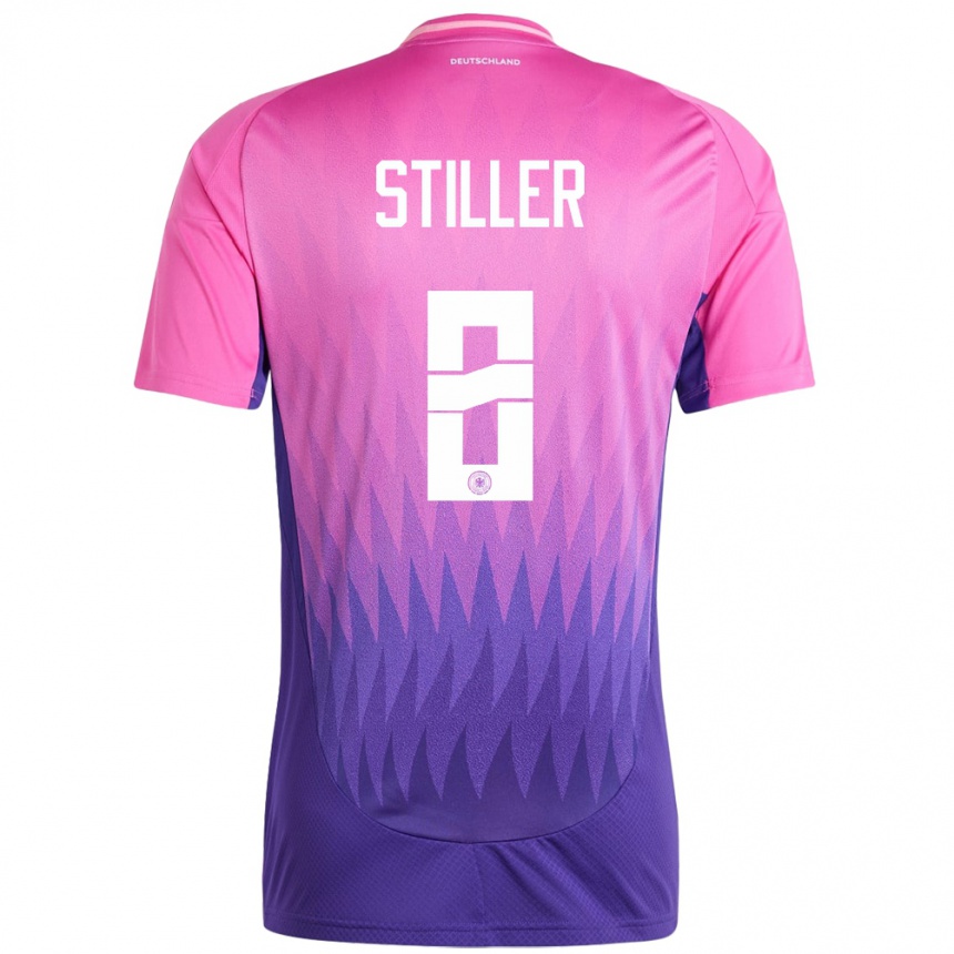 キッズフットボールドイツアンジェロ・スティラー#8ピンクパープルアウェイシャツ24-26ジャージーユニフォーム