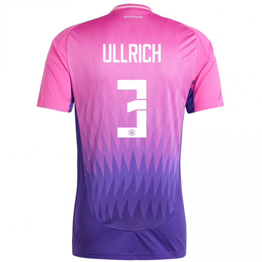 キッズフットボールドイツルーカス・ウルリッヒ#3ピンクパープルアウェイシャツ24-26ジャージーユニフォーム