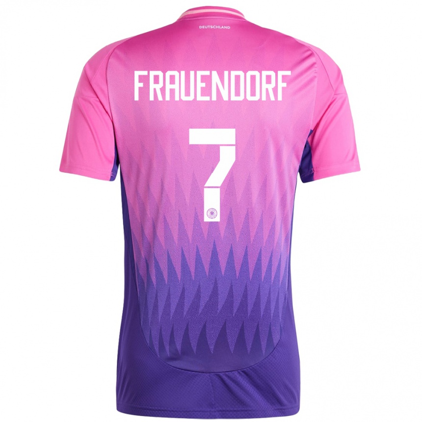 キッズフットボールドイツメルカム・フラウエンドルフ#7ピンクパープルアウェイシャツ24-26ジャージーユニフォーム