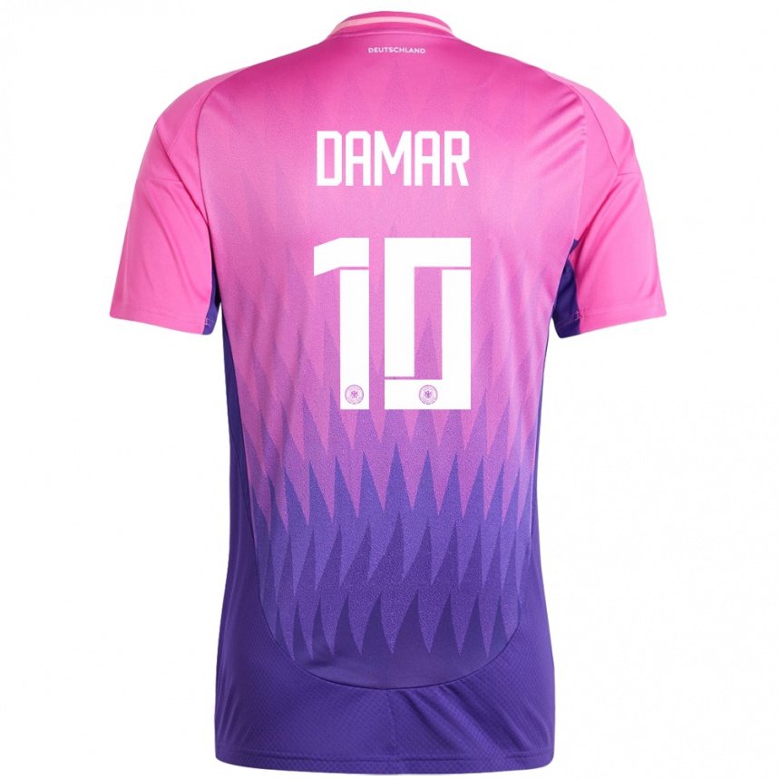 キッズフットボールドイツムハンマド・ダマー#10ピンクパープルアウェイシャツ24-26ジャージーユニフォーム