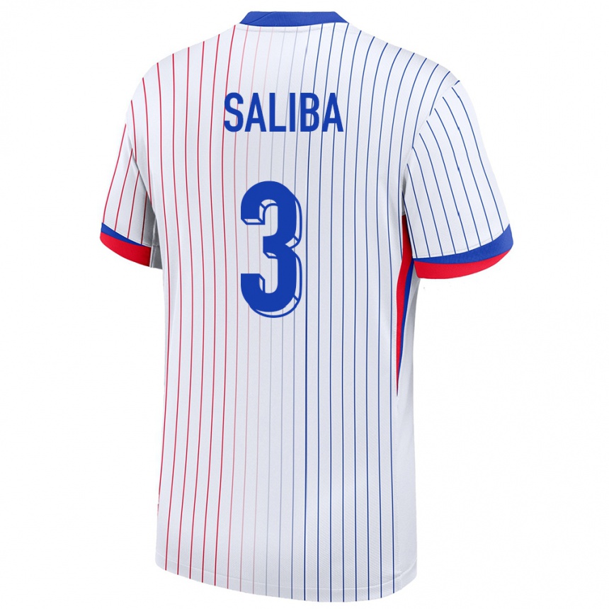 キッズフットボールフランスウィリアン・サリバ#3白アウェイシャツ24-26ジャージーユニフォーム