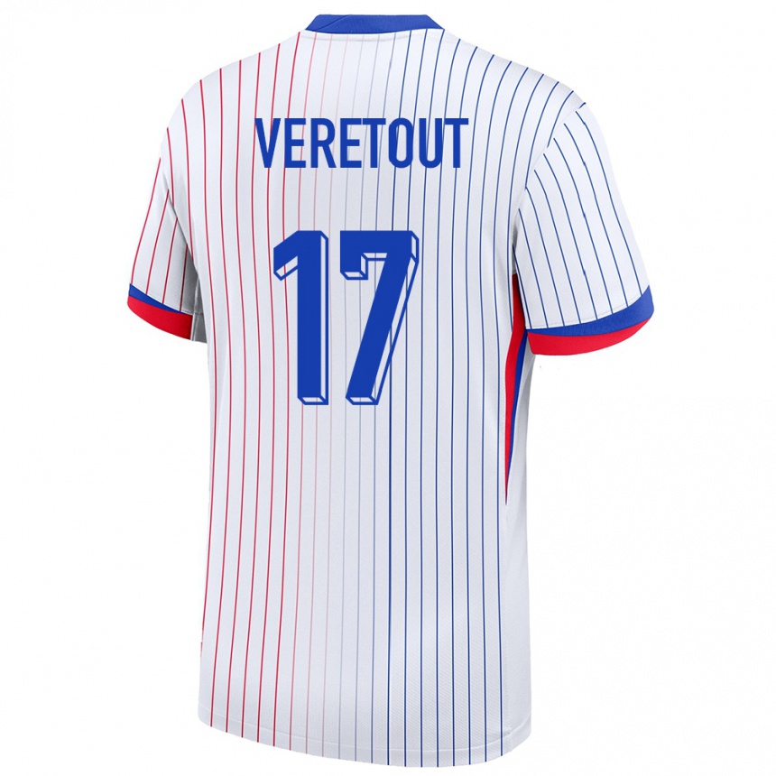 キッズフットボールフランスジョルダン・ヴェレトゥ#17白アウェイシャツ24-26ジャージーユニフォーム