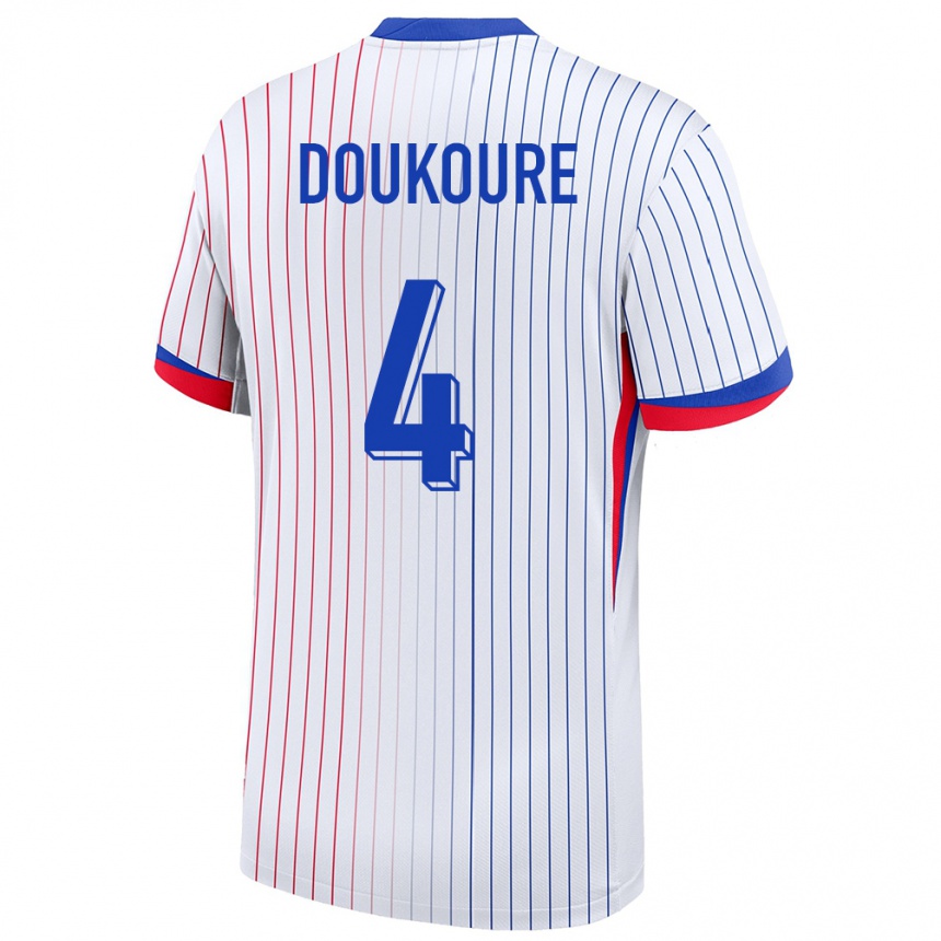 キッズフットボールフランスイスマエル・ドゥクレ#4白アウェイシャツ24-26ジャージーユニフォーム