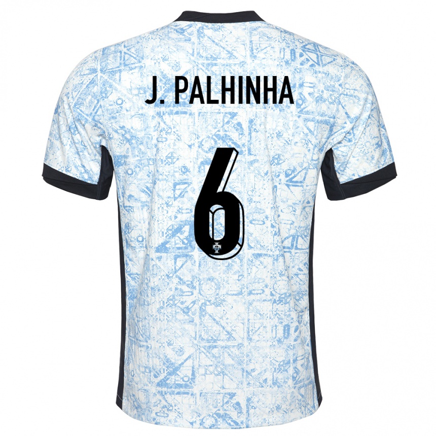 キッズフットボールポルトガルジョアン・パリーニャ#6クリームブルーアウェイシャツ24-26ジャージーユニフォーム