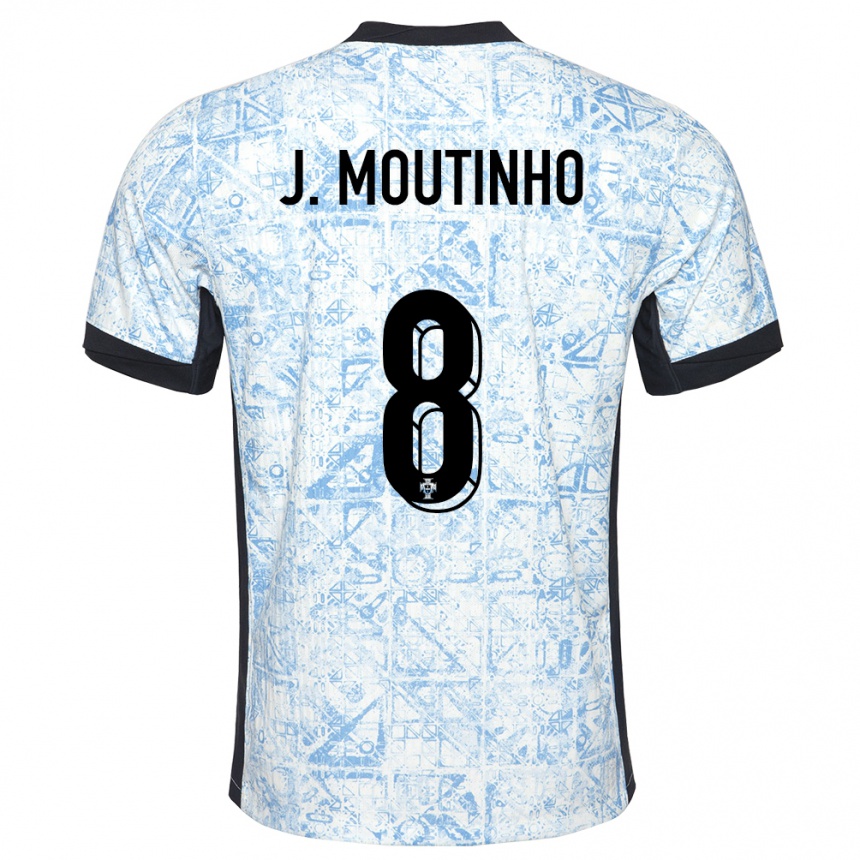 キッズフットボールポルトガルジョアン・モウティーニョ#8クリームブルーアウェイシャツ24-26ジャージーユニフォーム