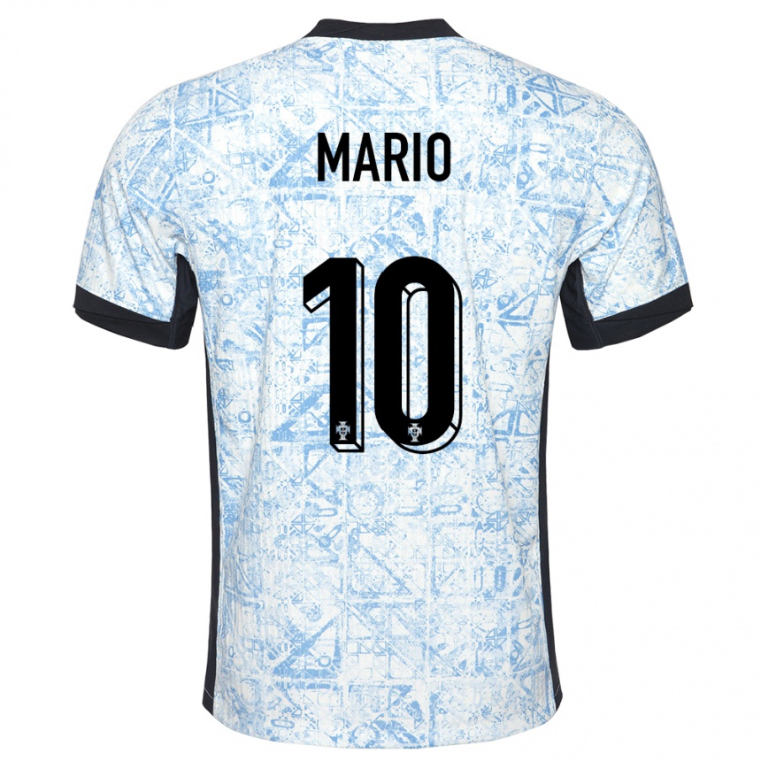 キッズフットボールポルトガルジョアン・マリオ#10クリームブルーアウェイシャツ24-26ジャージーユニフォーム