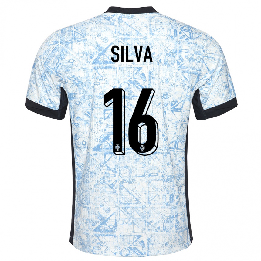 キッズフットボールポルトガルダイアナ・シルバ#16クリームブルーアウェイシャツ24-26ジャージーユニフォーム