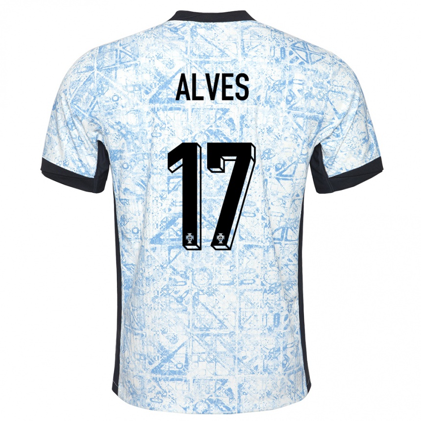 キッズフットボールポルトガルルシア・アルベス#17クリームブルーアウェイシャツ24-26ジャージーユニフォーム