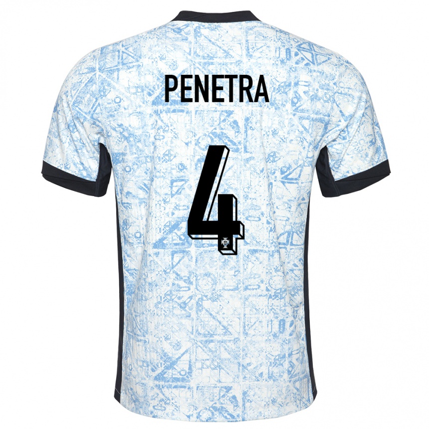 キッズフットボールポルトガルアレクサンドル・ペネトラ#4クリームブルーアウェイシャツ24-26ジャージーユニフォーム