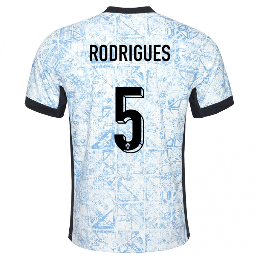 キッズフットボールポルトガルラファエル・ロドリゲス#5クリームブルーアウェイシャツ24-26ジャージーユニフォーム