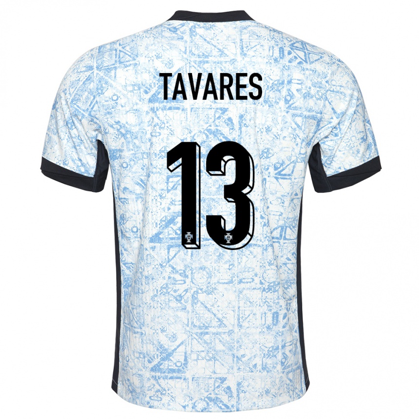 キッズフットボールポルトガルヌノ・タヴァレス#13クリームブルーアウェイシャツ24-26ジャージーユニフォーム