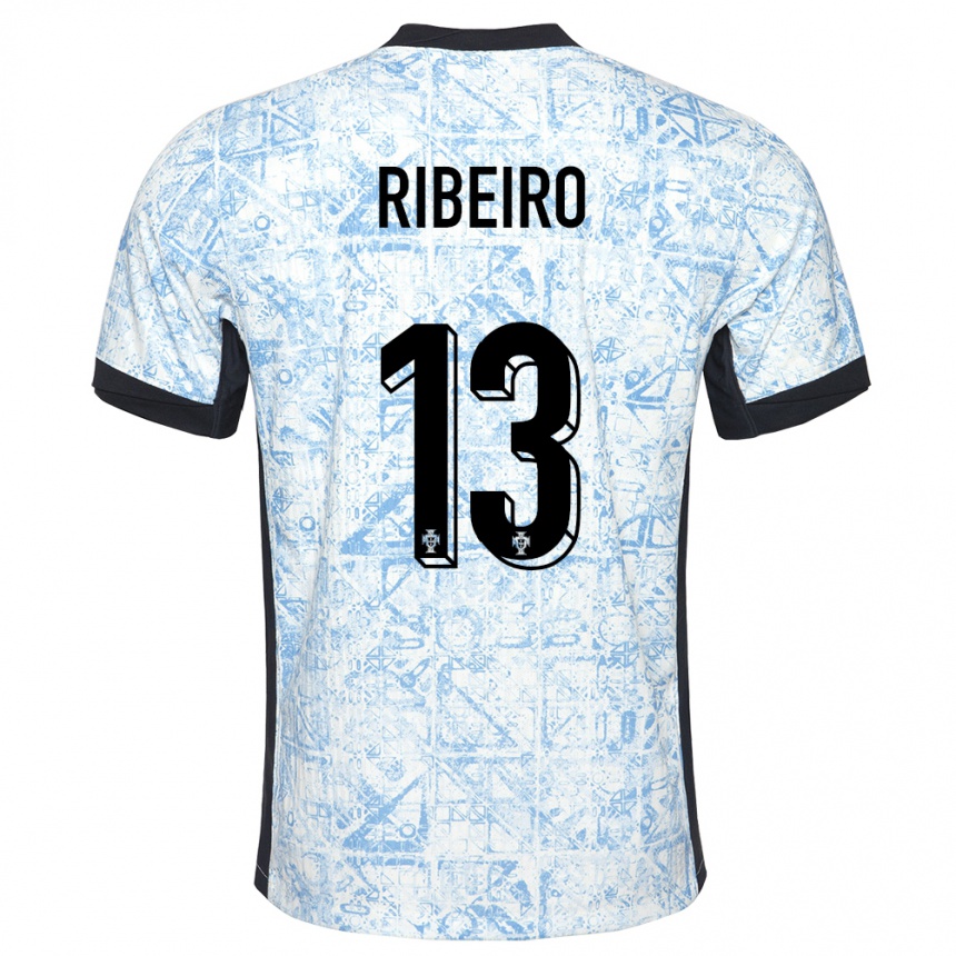 キッズフットボールポルトガルアントニオ・リベイロ#13クリームブルーアウェイシャツ24-26ジャージーユニフォーム