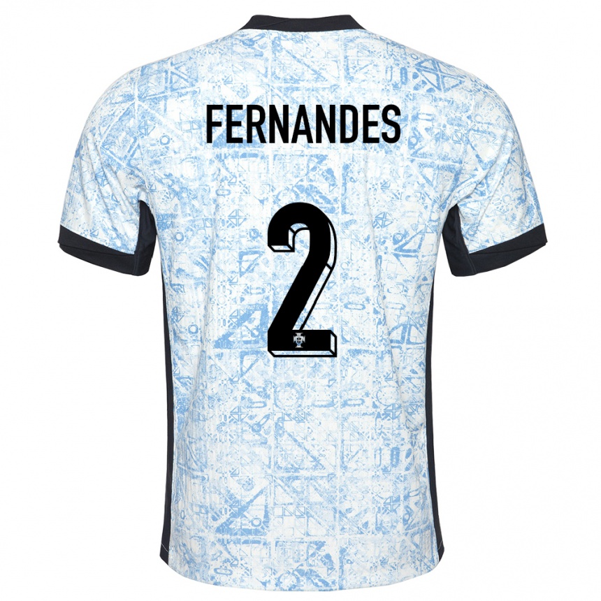 キッズフットボールポルトガルマルティム・フェルナンデス#2クリームブルーアウェイシャツ24-26ジャージーユニフォーム