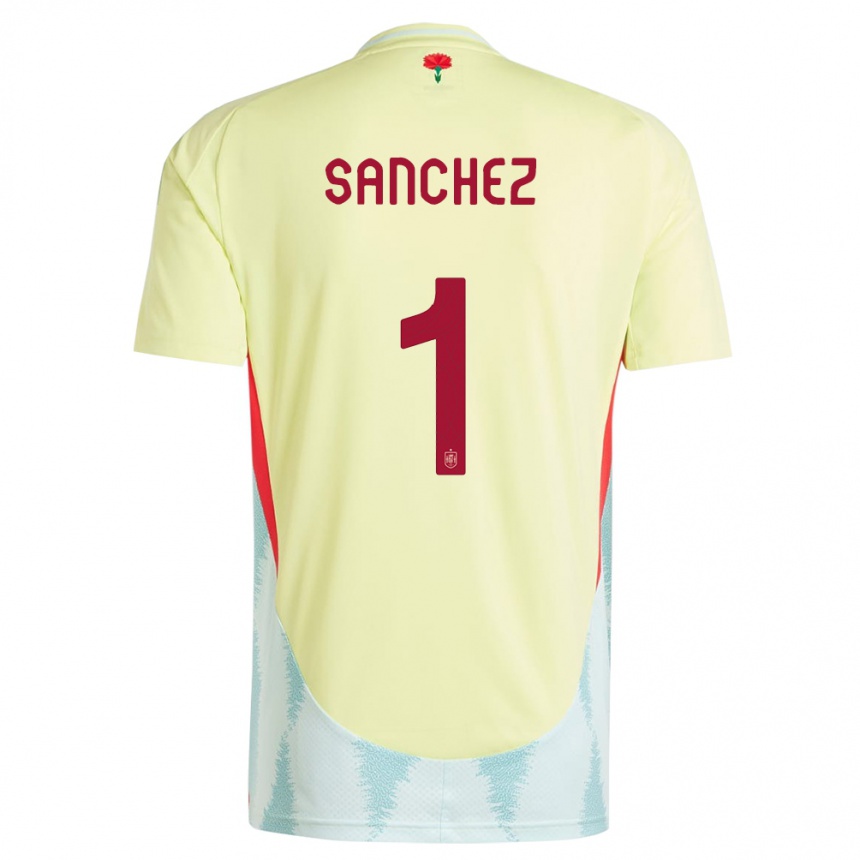 キッズフットボールスペインロベルト・サンチェス#1黄アウェイシャツ24-26ジャージーユニフォーム