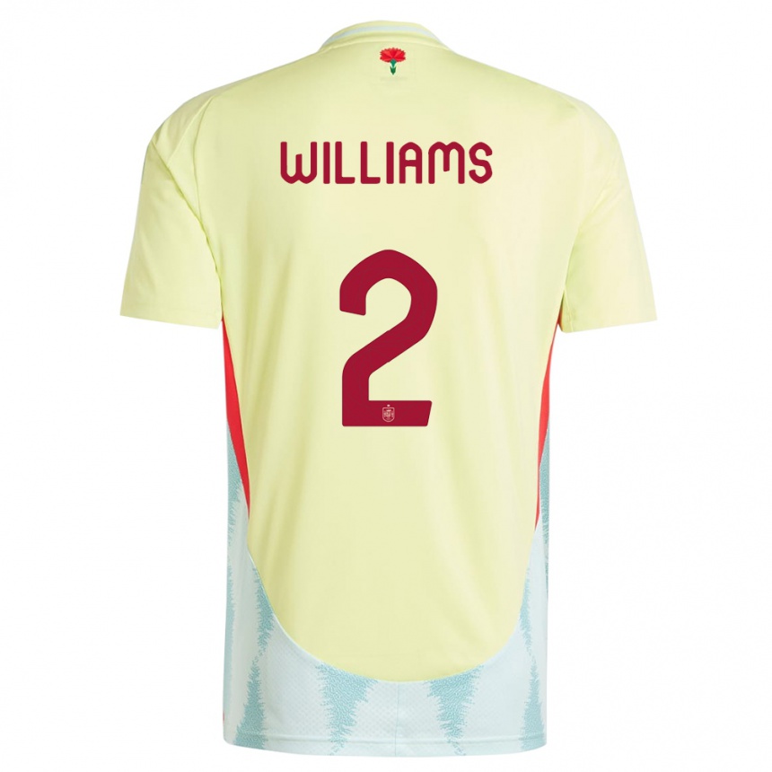 キッズフットボールスペインニコ・ウィリアムズ#2黄アウェイシャツ24-26ジャージーユニフォーム