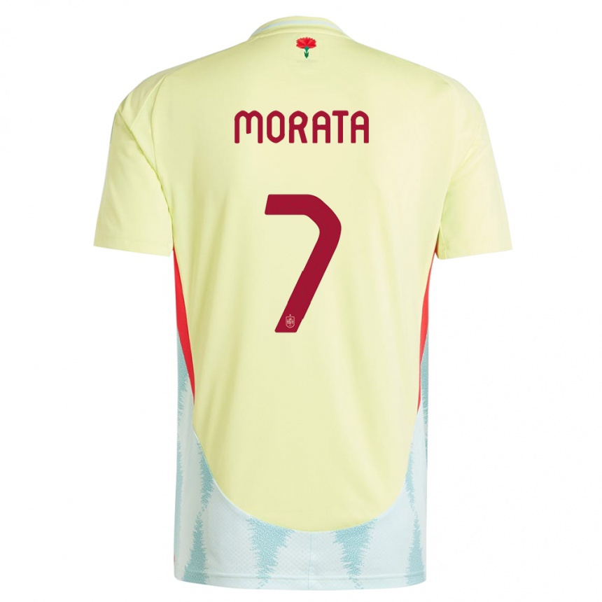 キッズフットボールスペインアルバロ・モラタ#7黄アウェイシャツ24-26ジャージーユニフォーム