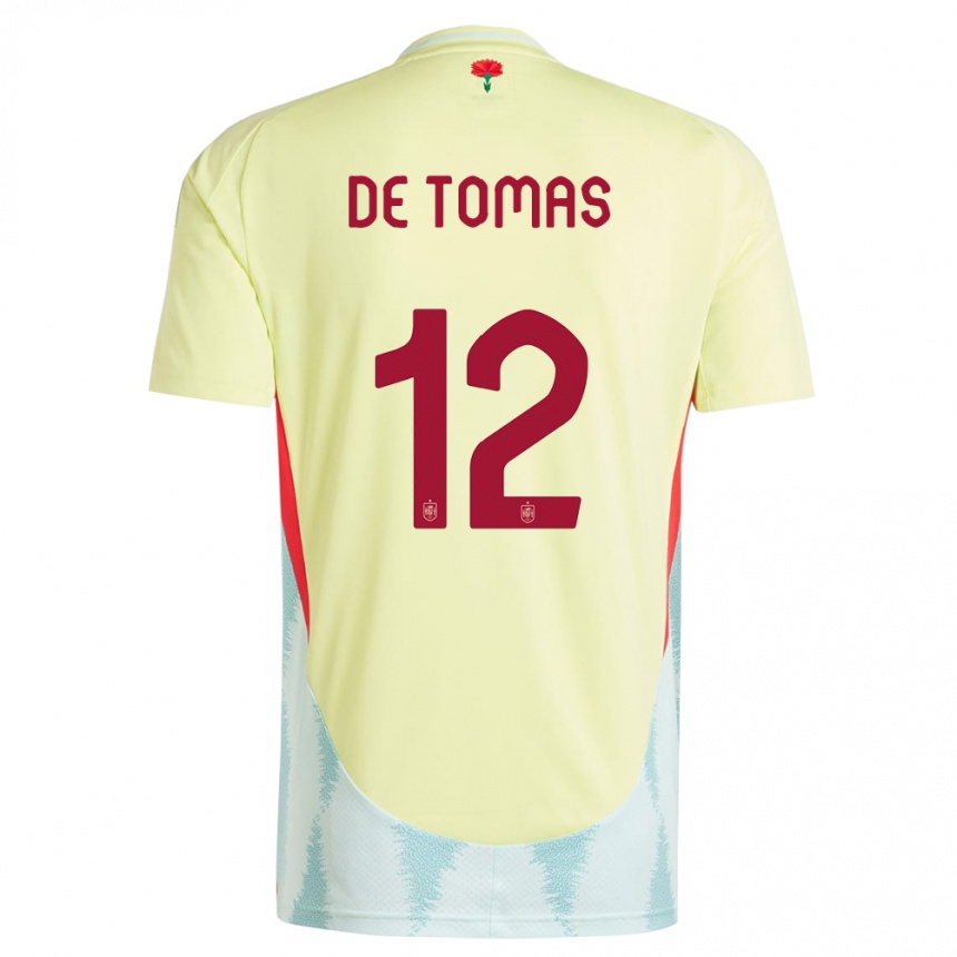 キッズフットボールスペインラウール・デ・トマス#12黄アウェイシャツ24-26ジャージーユニフォーム