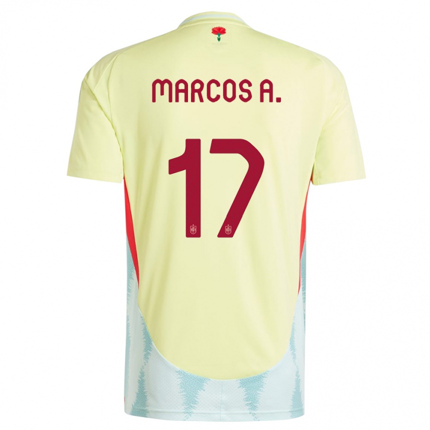 キッズフットボールスペインマルコス・アロンソ・メンドーサ#17黄アウェイシャツ24-26ジャージーユニフォーム