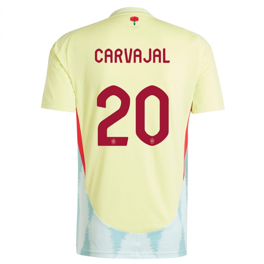キッズフットボールスペインダニエル・カルバハル#20黄アウェイシャツ24-26ジャージーユニフォーム