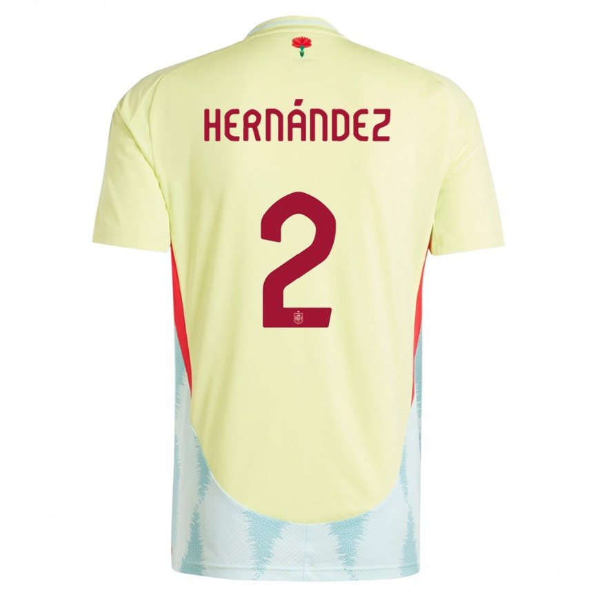 キッズフットボールスペインおいはねヘルナンデス#2黄アウェイシャツ24-26ジャージーユニフォーム