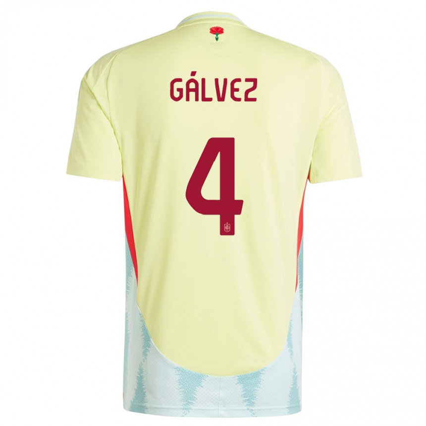 キッズフットボールスペインロシオ・ガルベス#4黄アウェイシャツ24-26ジャージーユニフォーム