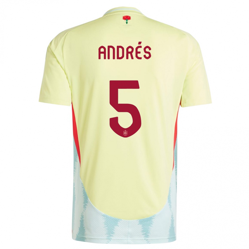 キッズフットボールスペインイヴァナ・アンドレス#5黄アウェイシャツ24-26ジャージーユニフォーム
