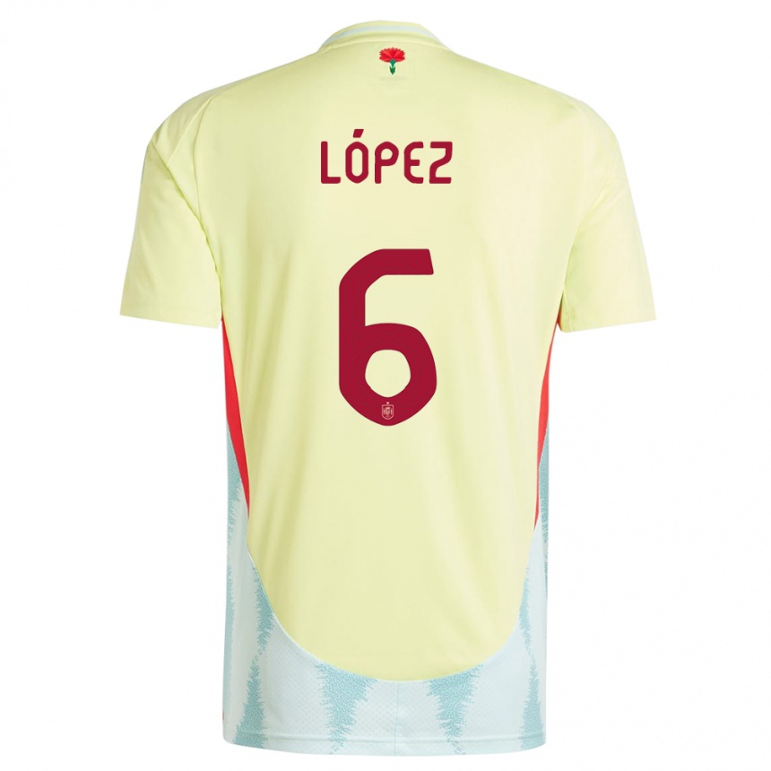 キッズフットボールスペインマイタン・ロペス#6黄アウェイシャツ24-26ジャージーユニフォーム