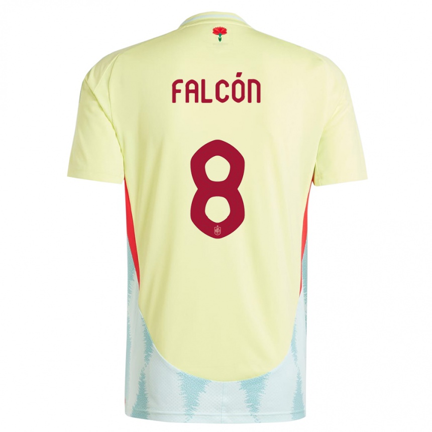 キッズフットボールスペインアンドレア・ファルコン#8黄アウェイシャツ24-26ジャージーユニフォーム