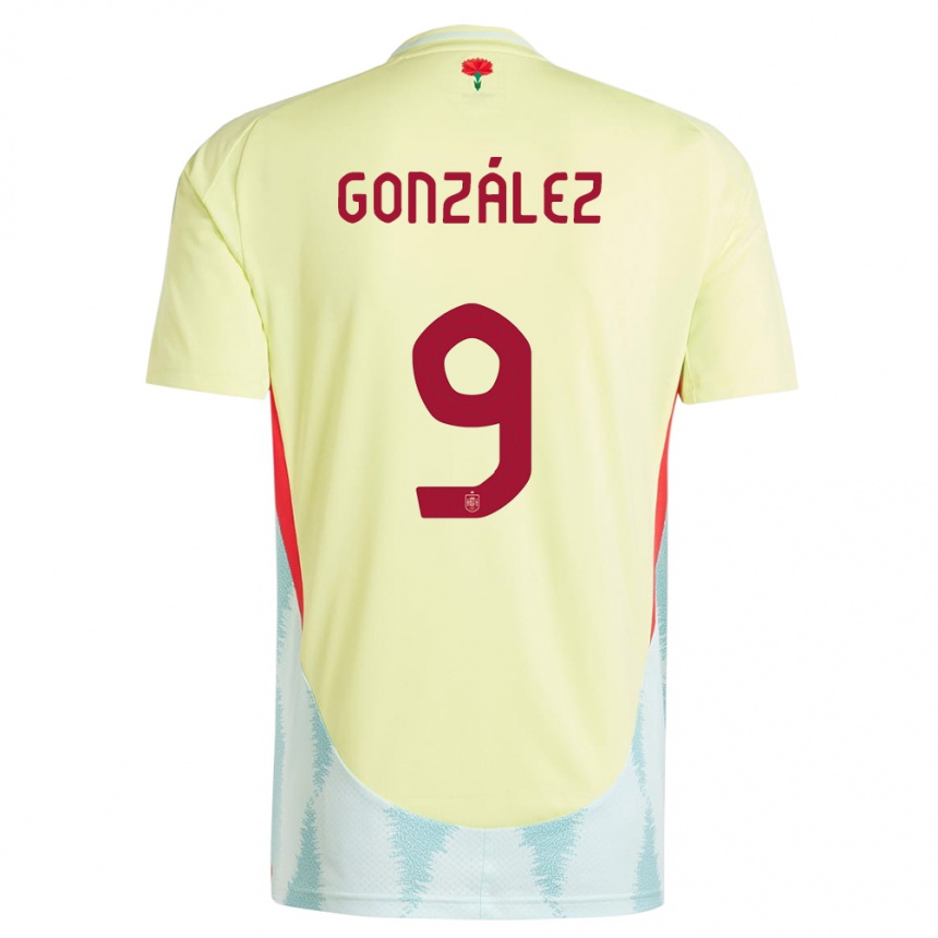 キッズフットボールスペインエスター・ゴンザレス#9黄アウェイシャツ24-26ジャージーユニフォーム