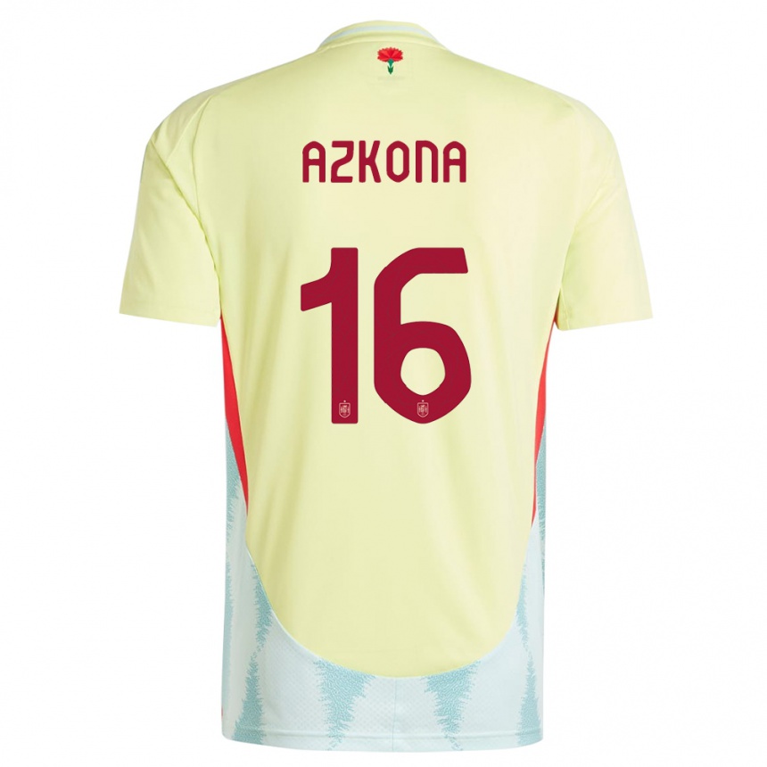 キッズフットボールスペインアネ・アズコナ#16黄アウェイシャツ24-26ジャージーユニフォーム