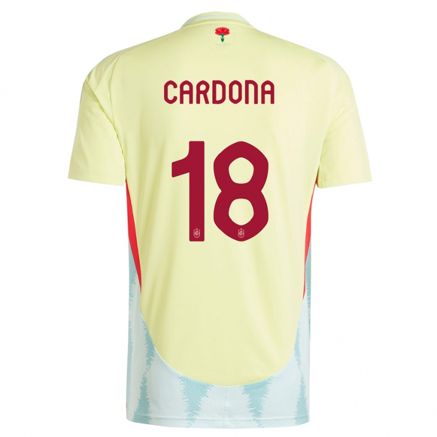 キッズフットボールスペインマルタ・カルドナ#18黄アウェイシャツ24-26ジャージーユニフォーム