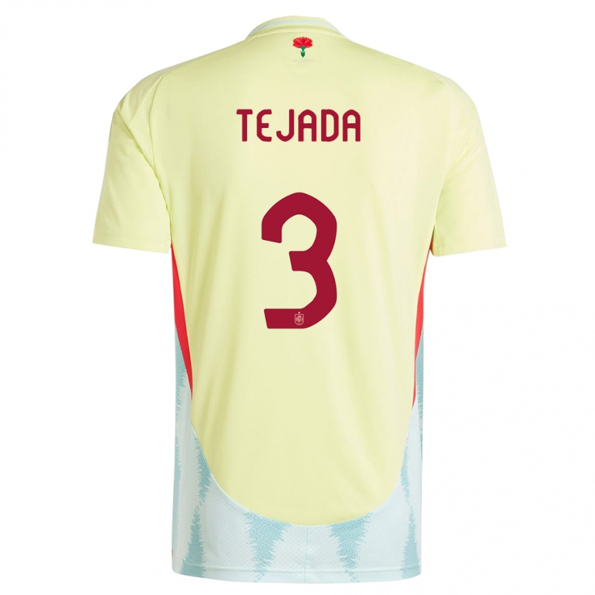 キッズフットボールスペインアナ・テハダ#3黄アウェイシャツ24-26ジャージーユニフォーム