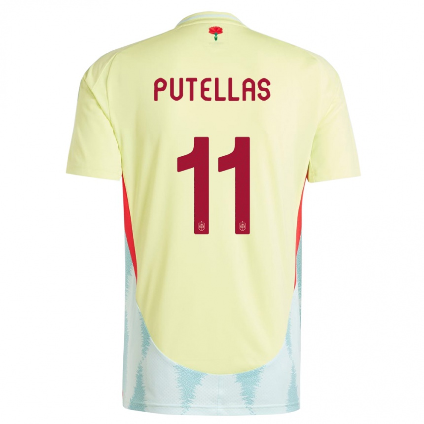 キッズフットボールスペインアレクシア・プテジャス#11黄アウェイシャツ24-26ジャージーユニフォーム