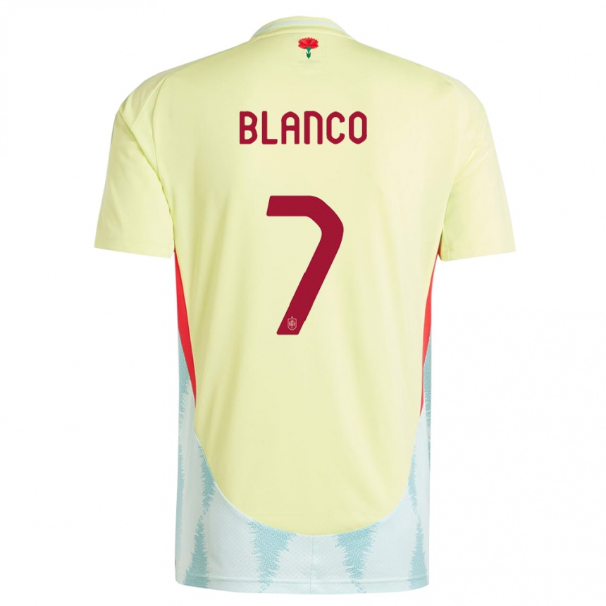 キッズフットボールスペインファビオ・ブランコ#7黄アウェイシャツ24-26ジャージーユニフォーム