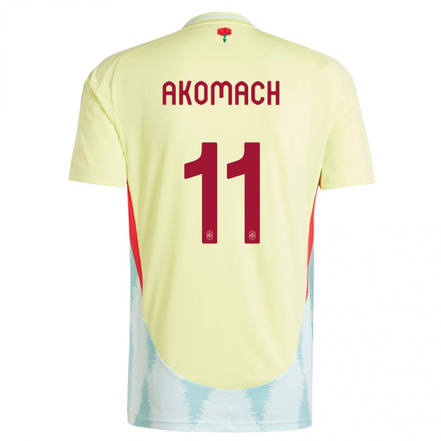 キッズフットボールスペインイリアス・アコマック#11黄アウェイシャツ24-26ジャージーユニフォーム