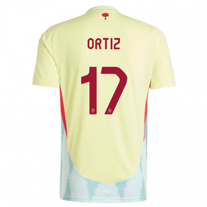 キッズフットボールスペインエンジェル・オルティス#17黄アウェイシャツ24-26ジャージーユニフォーム