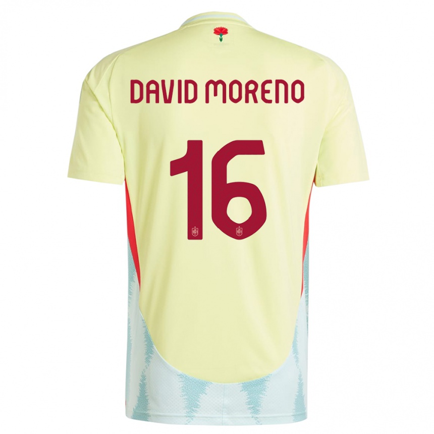 キッズフットボールスペインアントニオ・デビッド・モレノ#16黄アウェイシャツ24-26ジャージーユニフォーム