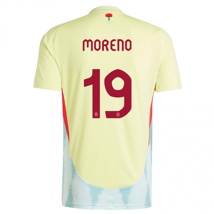 キッズフットボールスペインビクター・モレノ#19黄アウェイシャツ24-26ジャージーユニフォーム