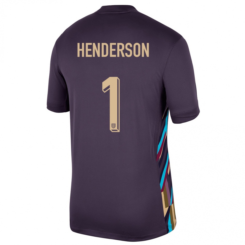 キッズフットボールイングランドディーン・ヘンダーソン#1ダークレーズンアウェイシャツ24-26ジャージーユニフォーム